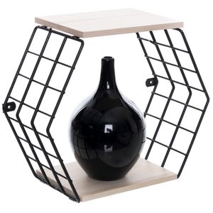 Nicho-decorativo-hexagonal-com-prateleiras---Linha-Wire---Aramado-com-madeira