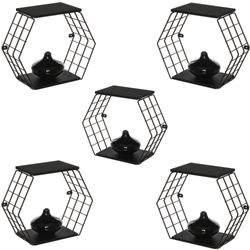 Kit-Nicho-Decorativo-Hexagonal-com-Prateleiras---Linha-Wire---Aramado-com-Madeira---5-Un