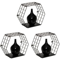 Kit-Nicho-Decorativo-Hexagonal---Linha-Wire---Aramado-com-Madeira---3-Un