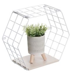 Nicho-decorativo-hexagonal---Linha-Wire---Aramado-com-madeira